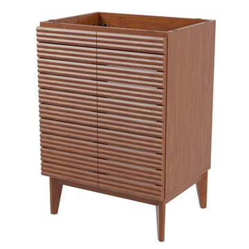 Calandre Thin Linear Slat Modern Farmhouse 2-Shelf Bath Vanity Cabinet Only (Sink Basin not Included)